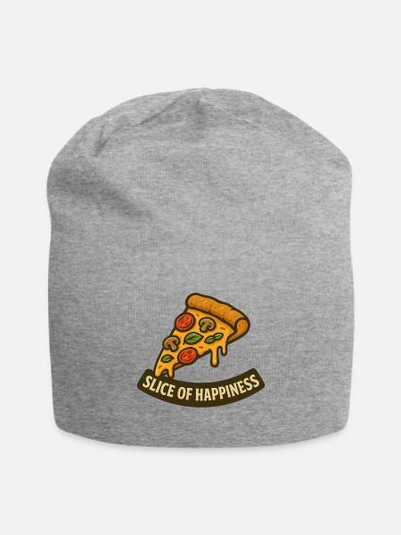 Slice of Happiness Pizza Slice - Jersey Beanie - heather gray - Front