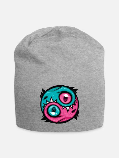 Pink and Teal Yin Yang Dragons - Jersey Beanie - heather gray