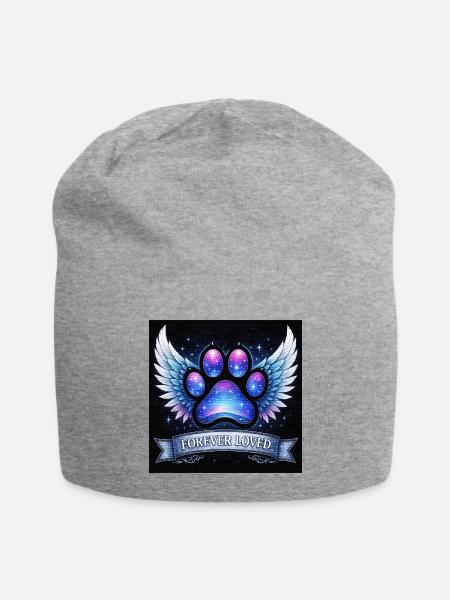 Cosmic Winged Paw Forever Loved - Jersey Beanie - heather gray