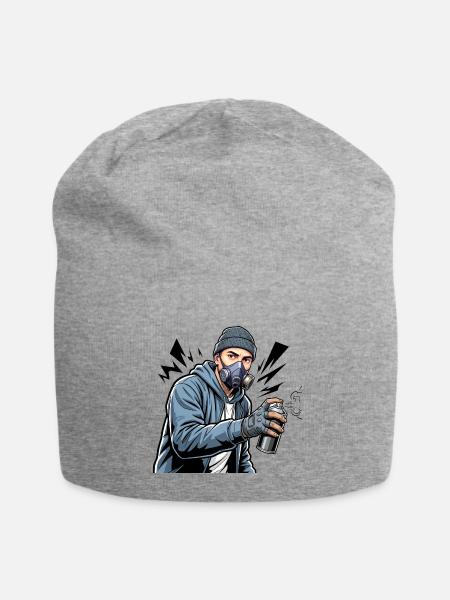 Gas Mask Graffiti Artist - Jersey Beanie - heather gray