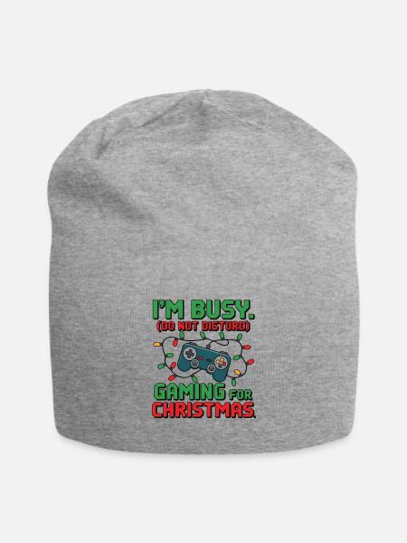 Busy Gaming for Christmas - Jersey Beanie - heather gray