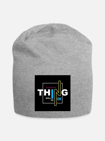 Everything Will Be OK Neon Frame - Jersey Beanie - heather gray - Front