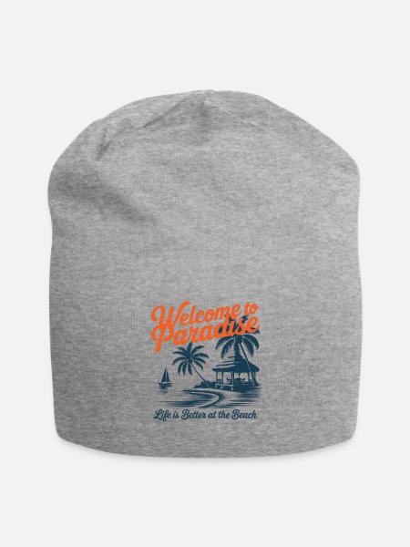 Welcome to Paradise Beach Design - Jersey Beanie - heather gray - Front