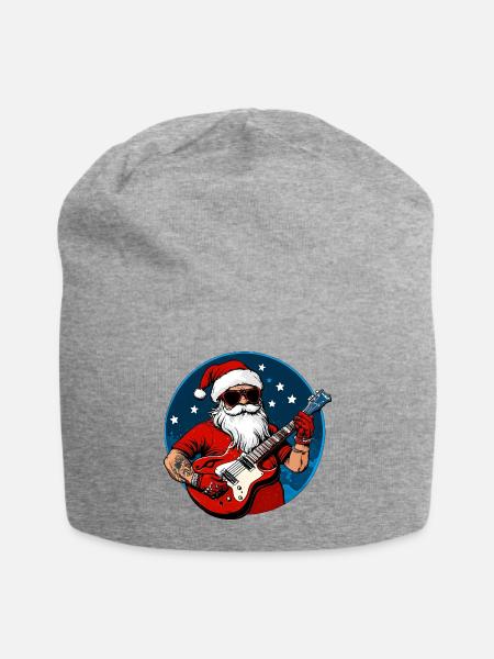 Guitarist Santa Claus - Jersey Beanie - heather gray - Front