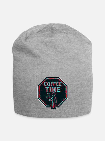 Coffee Time Neon Glitch - Jersey Beanie - heather gray - Front