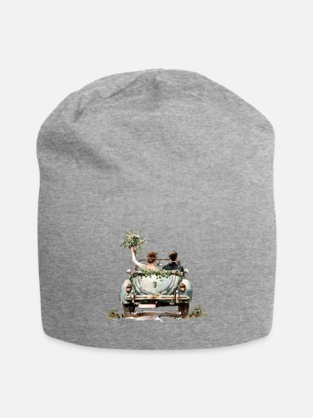 Just Married Vintage Getaway - Jersey Beanie - heather gray - Front