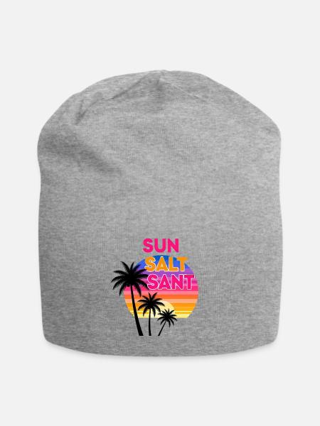 Sun Salt Sand Retro Palm Sunset - Jersey Beanie - heather gray - Front