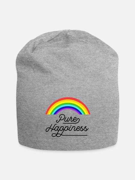 Pure Happiness Vibrant Rainbow Design - Jersey Beanie - heather gray - Front