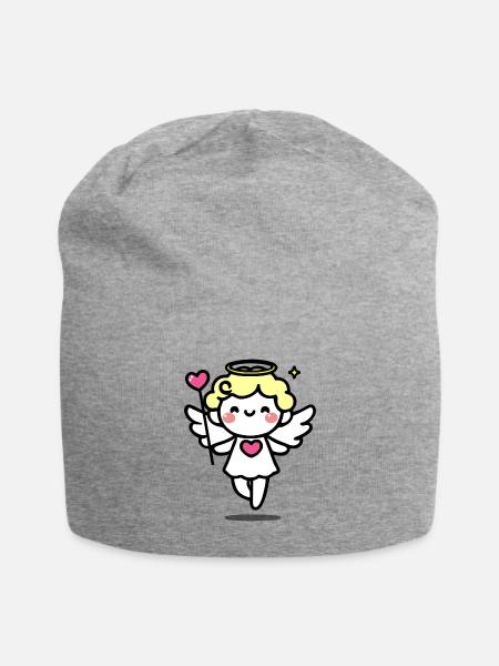 Cherub Angel Heart on Black - Jersey Beanie - heather gray - Front