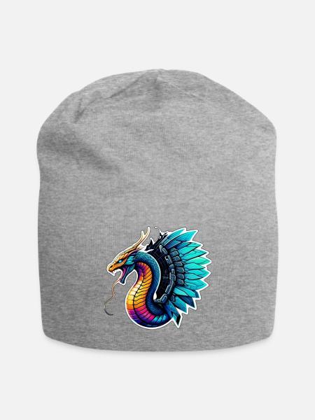 Chromatic Cyber Dragon Crest - Jersey Beanie - heather gray