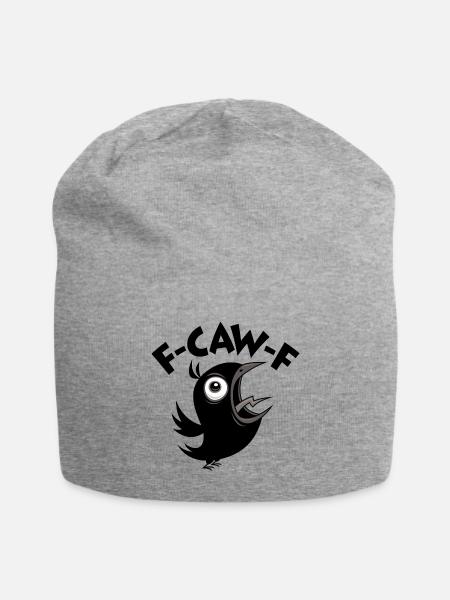 Fed Up Foul-Mouthed Crow Screaming F-CAW-F - Jersey Beanie - heather gray