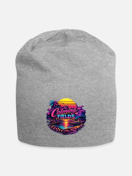 Calming Fields Sunset Neon - Jersey Beanie - heather gray