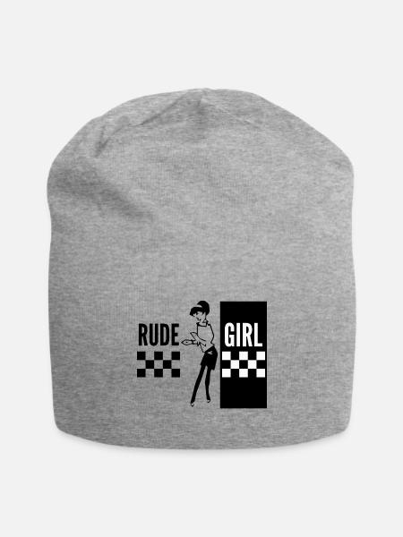 Rude Girl Ska Mod Two Tone Checkerboard Music Fan - Jersey Beanie - heather gray - Front