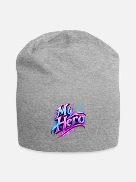 My Hero – Vibrant Inspirational Typography Design - Jersey Beanie - heather gray