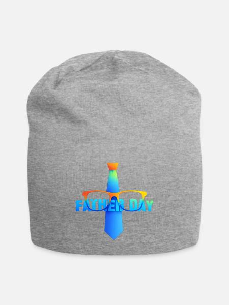 Father’s Day – Gradient Tie and Glasses Design - Jersey Beanie - heather gray