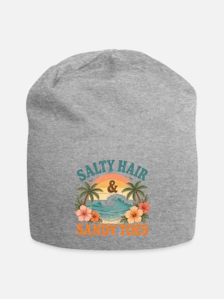 Salty Hair & Sandy Toes Sunset - Jersey Beanie - heather gray - Front