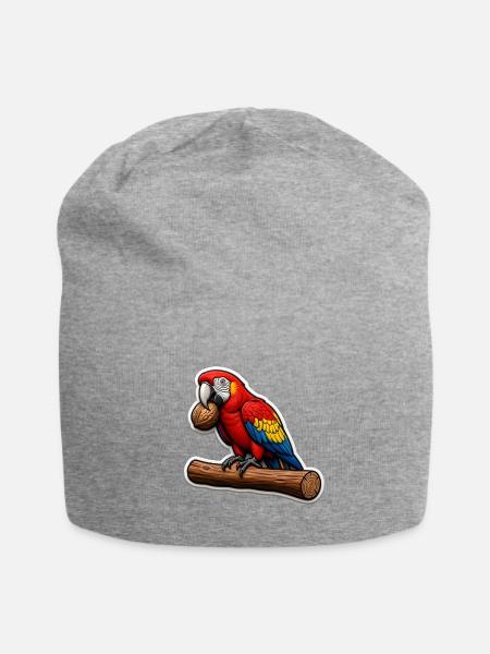Crimson Macaw Nutcracker - Jersey Beanie - heather gray - Front