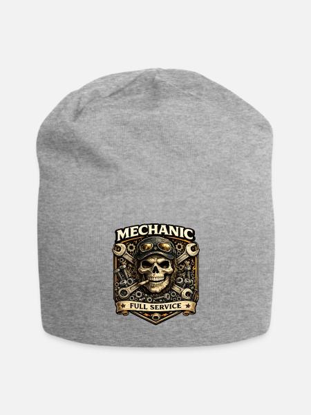 Mechanic Skull Full Service Emblem - Jersey Beanie - heather gray