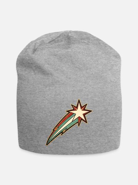 Retro Meteor Starburst - Jersey Beanie - heather gray - Front