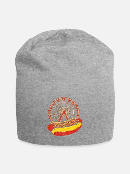 Neon Carnival Hotdog & Ferris Wheel - Jersey Beanie - heather gray - Front