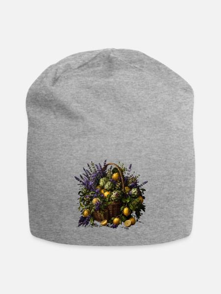 Citrus Lavender Basket - Jersey Beanie - heather gray - Front