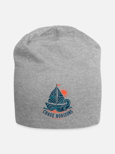 Chase Horizons Sailboat Sunset - Jersey Beanie - heather gray