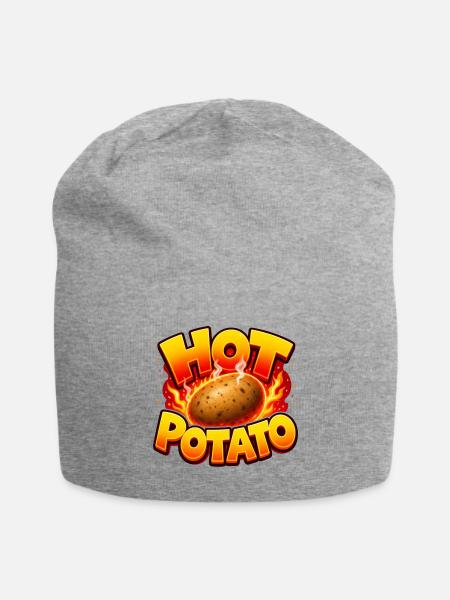 Hot Potato - Bold Flame Design - Jersey Beanie - heather gray - Front
