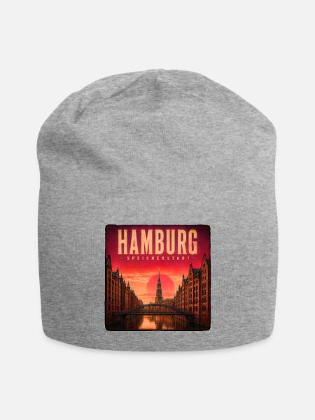 Hamburg Speicherstadt & St. Katharinen Church - Jersey Beanie - heather gray - Front