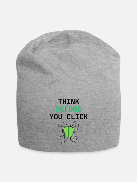 Think Before You Click Cybersecurity Awareness  - Jersey Beanie - heather gray - Front