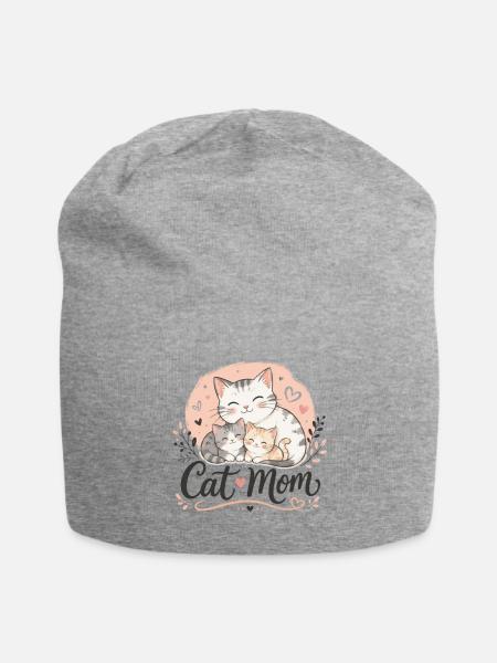 Cat_Mom_and_Kittens_Whimsical_T-Shirt - Jersey Beanie - heather gray - Front