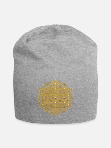 Golden Geometric Mandala Sphere - Jersey Beanie - heather gray - Front