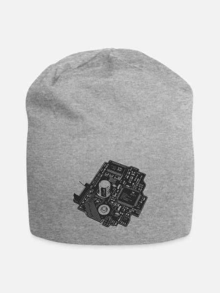 Circuitboard Noir - Jersey Beanie - heather gray - Front