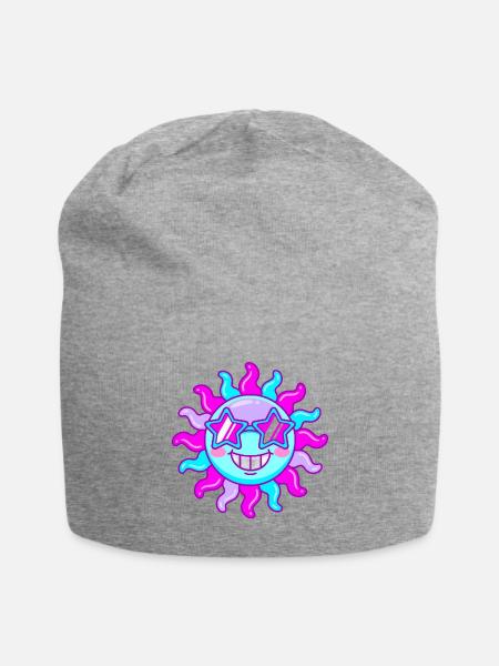 Neon Sun Star Shades - Jersey Beanie - heather gray - Front