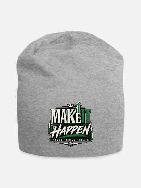 Make It Happen: Focus Build Scale Logo - Jersey Beanie - heather gray - Front
