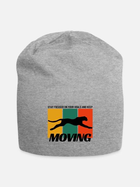 Stay focused on your goals and keep moving - black - Jersey Beanie - heather gray