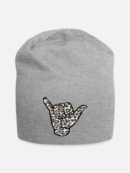 Cheeta Print Shaka - Jersey Beanie - heather gray - Front