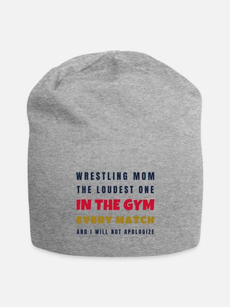 Wrestling Mom Loudest One In The Gym - Gift - Jersey Beanie - heather gray - Front
