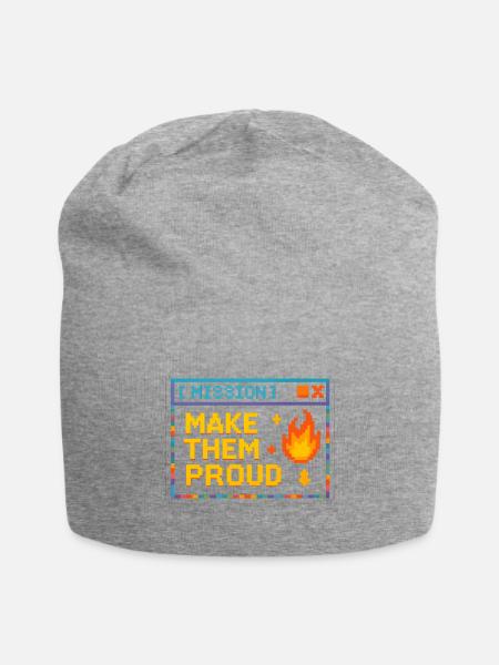 Pixel Art Empowerment Quote Design - Jersey Beanie - heather gray