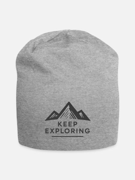Keep Exploring Mountain Emblem - Jersey Beanie - heather gray