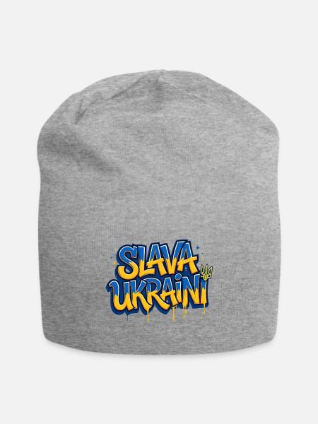 Slava Ukraini Graffiti - Glory To Ukraine Tryzub - Jersey Beanie - heather gray - Front