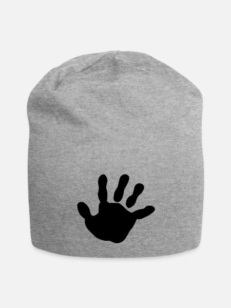 baby - hand - handprint - Jersey Beanie - heather gray - Front