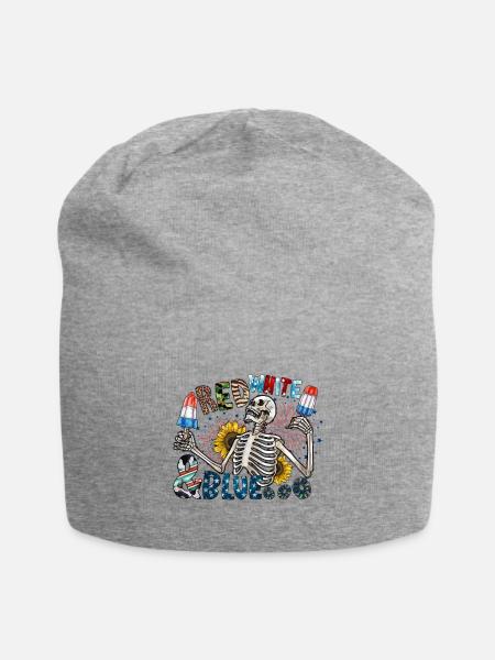 Red White And Blue - Jersey Beanie - heather gray