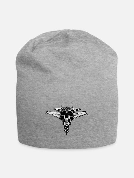 Art by Kids - Fighter Jet - Jersey Beanie - heather gray - Front