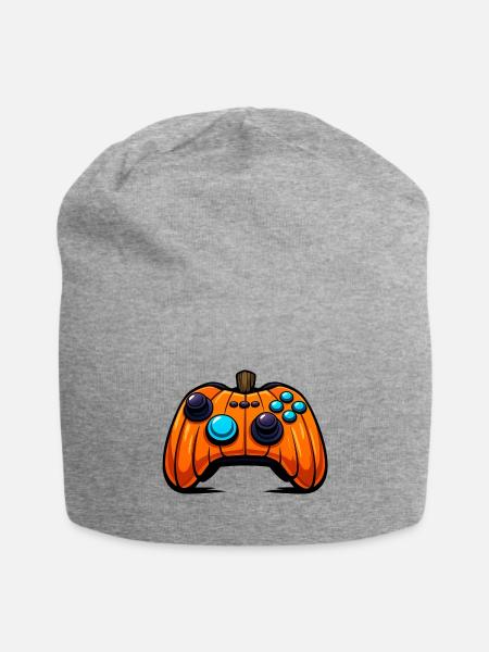 Pumpkin Game Controller - Jersey Beanie - heather gray - Front