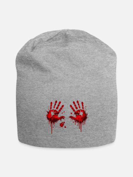 Dripping Bloody Handprint Horror Art - Jersey Beanie - heather gray - Front