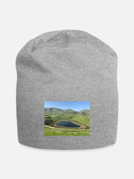 Green Valley Pond Nature Landscape Photography - Jersey Beanie - heather gray - Front