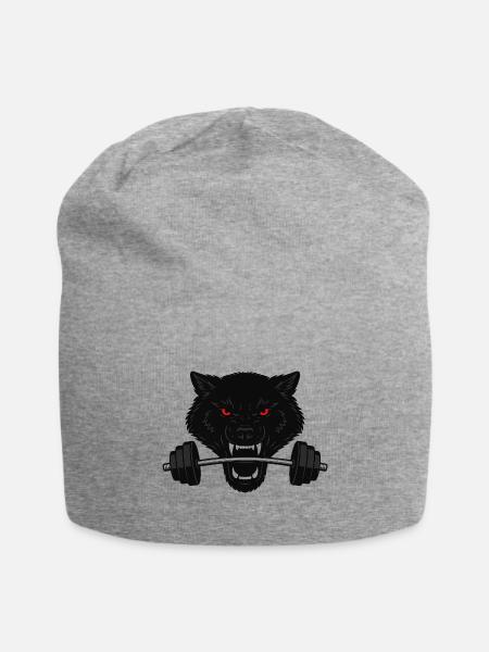 Iron Wolf Barbell Fury gym shirt workout - Jersey Beanie - heather gray