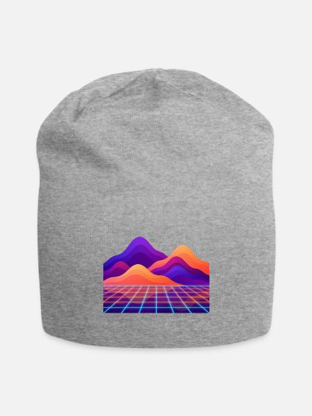 Neon Grid Mountain Mirage - Jersey Beanie - heather gray