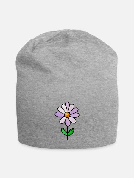 Lavender Flower Art - Jersey Beanie - heather gray - Front