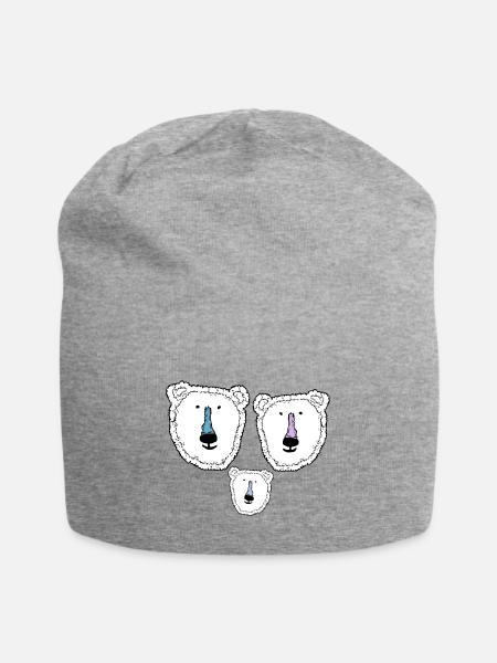 polar bears papa mama kid - Jersey Beanie - heather gray